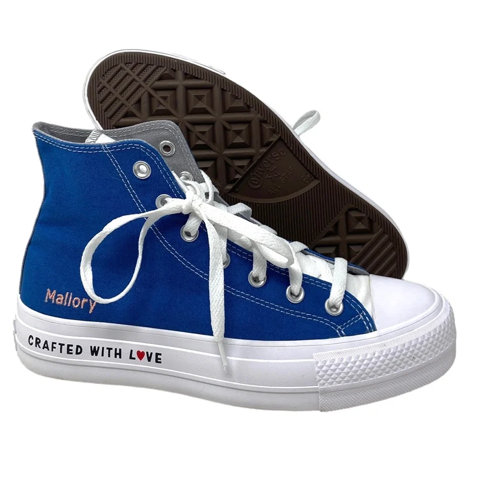 Converse Ctas Lift Platform Shoes Hi Canvas Black Gray Women Custom 171209C-WBGW